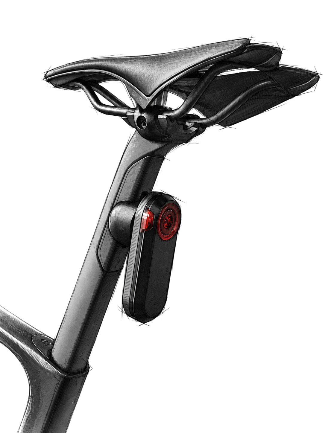 Garmin Varia mount integrated into a Syncros aero seatpost